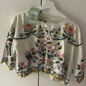 FARM Rio Cropped Blouse NWT Sz P (Small)